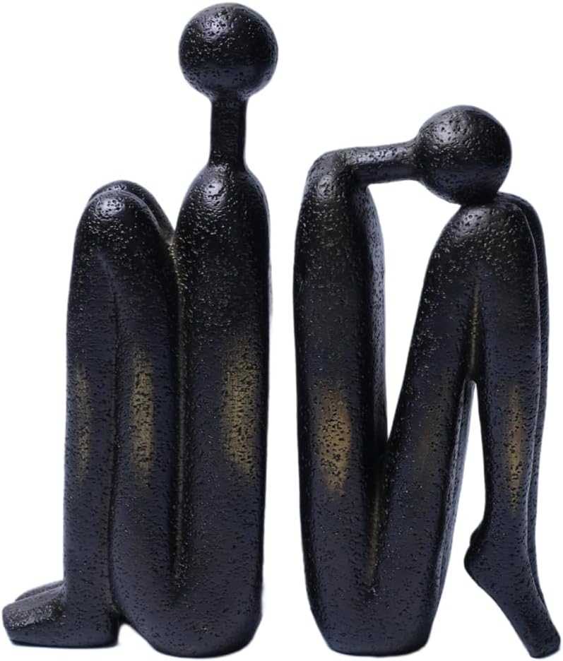 Abstract Thinker Bookends Set - Modern Resin Sculptures | Home & Office Decor, Durable Artistic Book Supports in Two