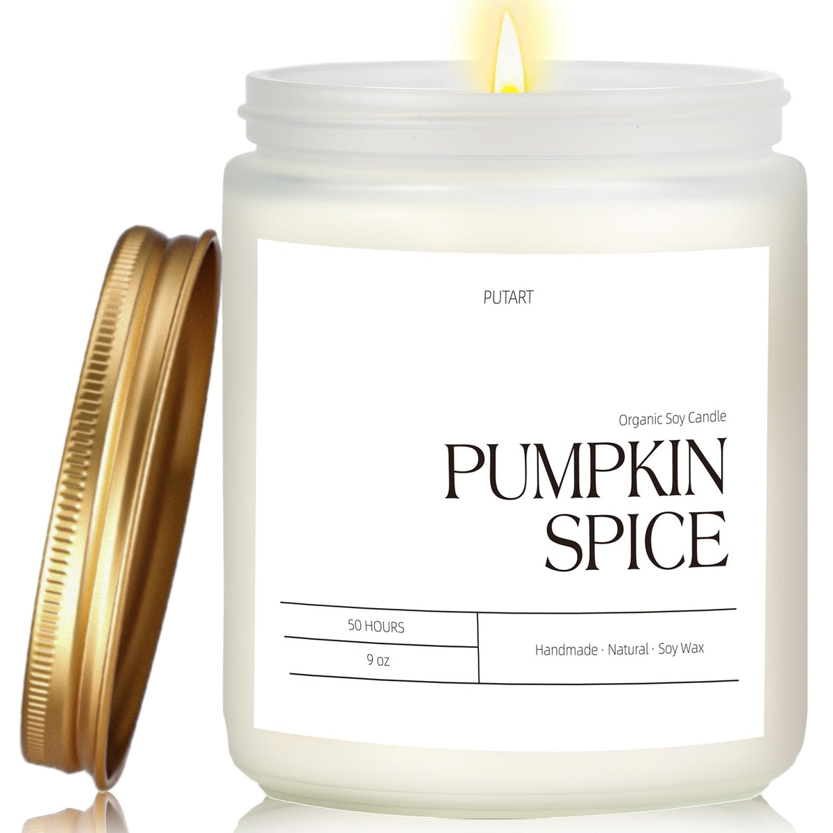 Pumpkin Spice Fall Candle Scented, 9oz Non Toxic Soy Candle