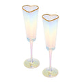 Heart Shaped Champagne Flute Gift Set, Elegant Handmade Glassware Set, Perfect for Celebrations, Weddings or any