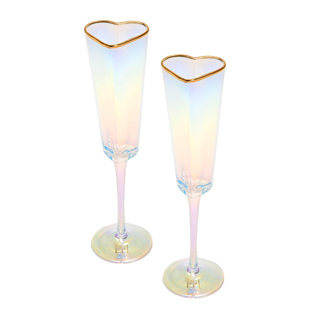 Heart Shaped Champagne Flute Gift Set, Elegant Handmade Glassware Set, Perfect for Celebrations, Weddings or any
