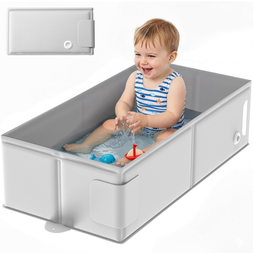 Bathtub for 6M-3Y Toddler, Baby Shower Gifts & Registry Search for Boys Girls, Collapsible & Portable Bathtub for