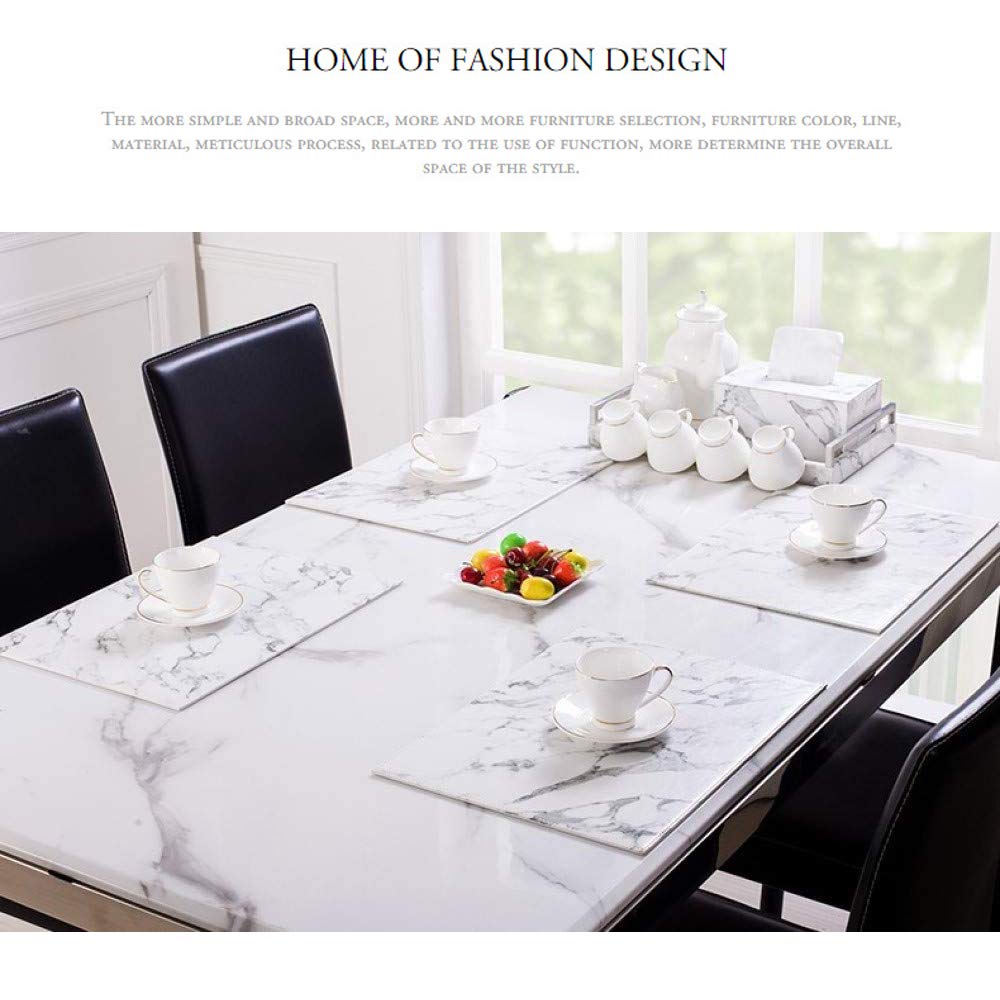 Marble Leather Placemats for Dining Table Waterproof Set of 4 Marble Decor Table Easy to Clean PU Place Mats for