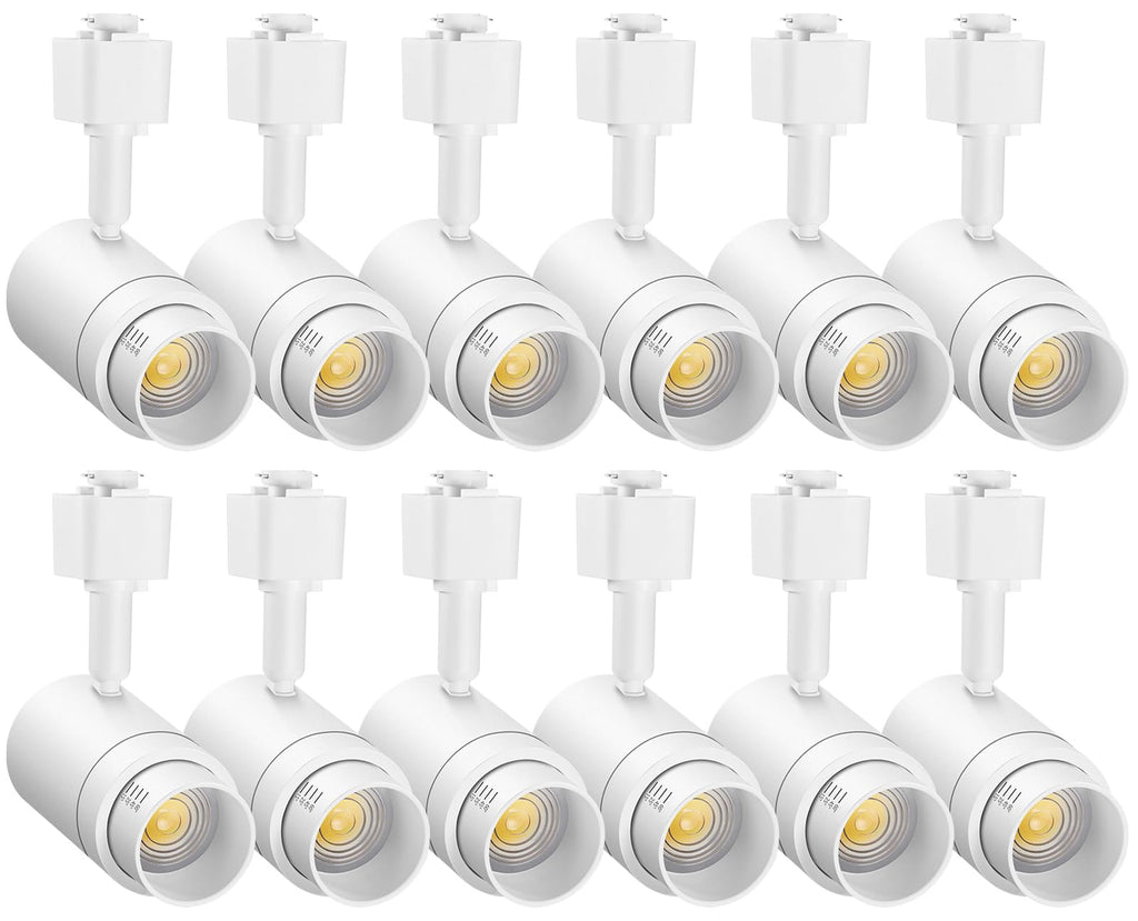 12 Pack Zoomable J Type Track Lighting Heads Dimmable, 12W White