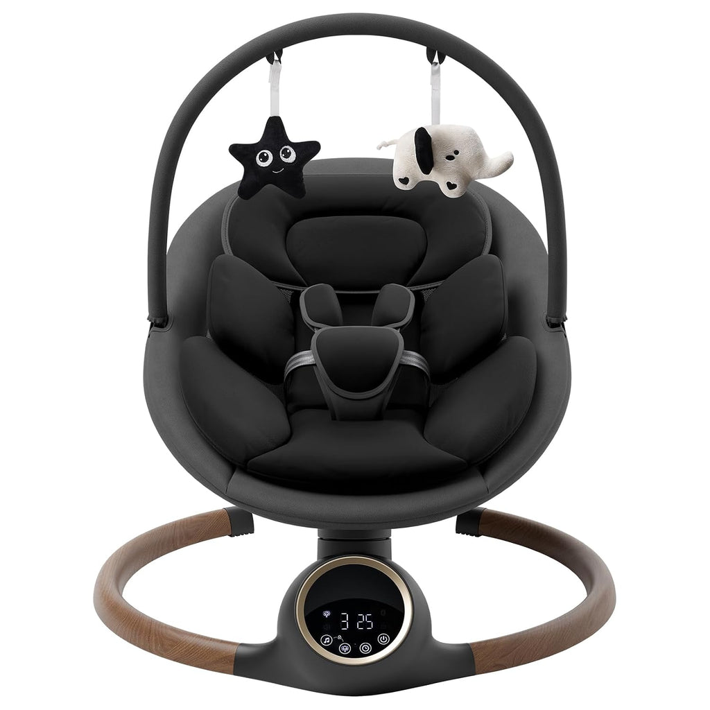 Swing for Infants with 5 Point Harness, 5 Speeds Infant Swing with Soft Cushion, 10 Songs and Bluetooth Music