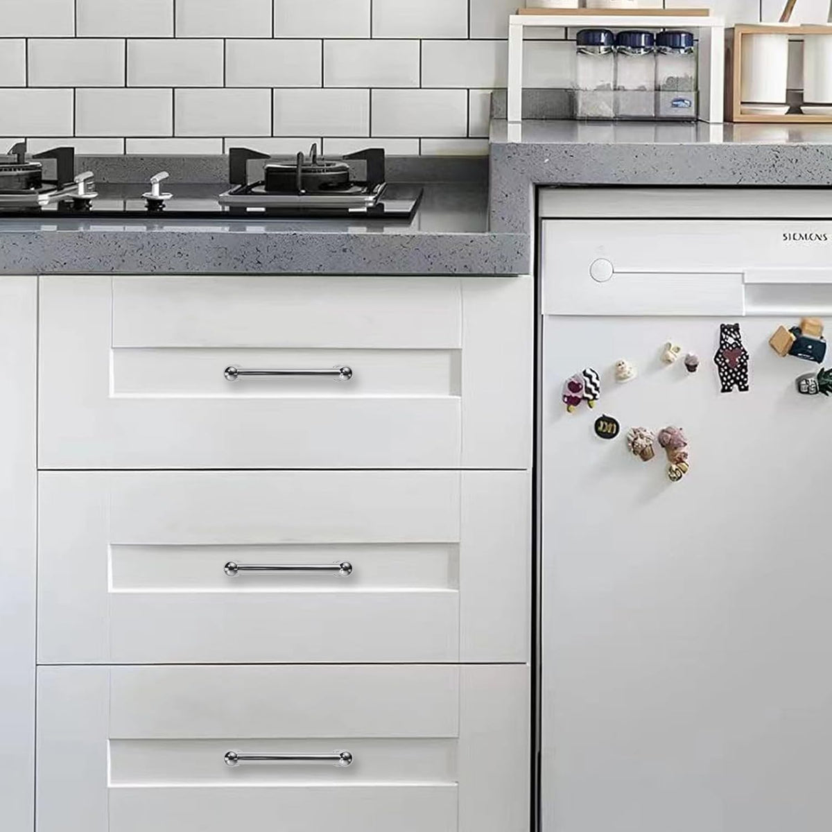 10 Pack 3 Inch Hole Center Polished Chrome Cabinet pulls 100% Solid Heavy Duty Dresser Pulls Cabinet Drawer Pulls