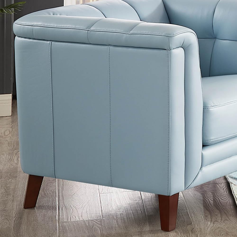 Arvo Top Grain Leather Sofa Couch, 84", Spa Blue