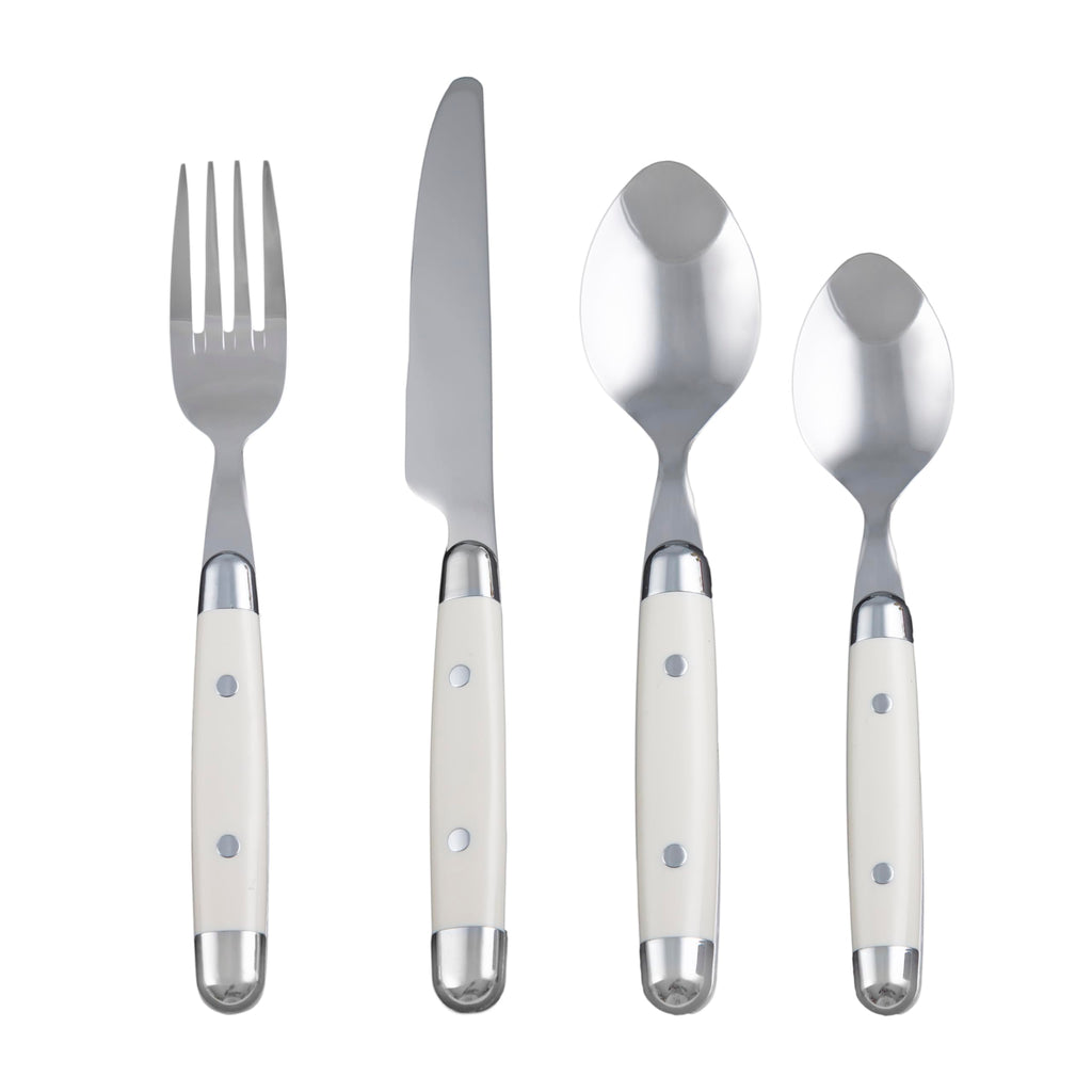 Flatware Jubilee White Silverware Set for 4, White (16-Piece)