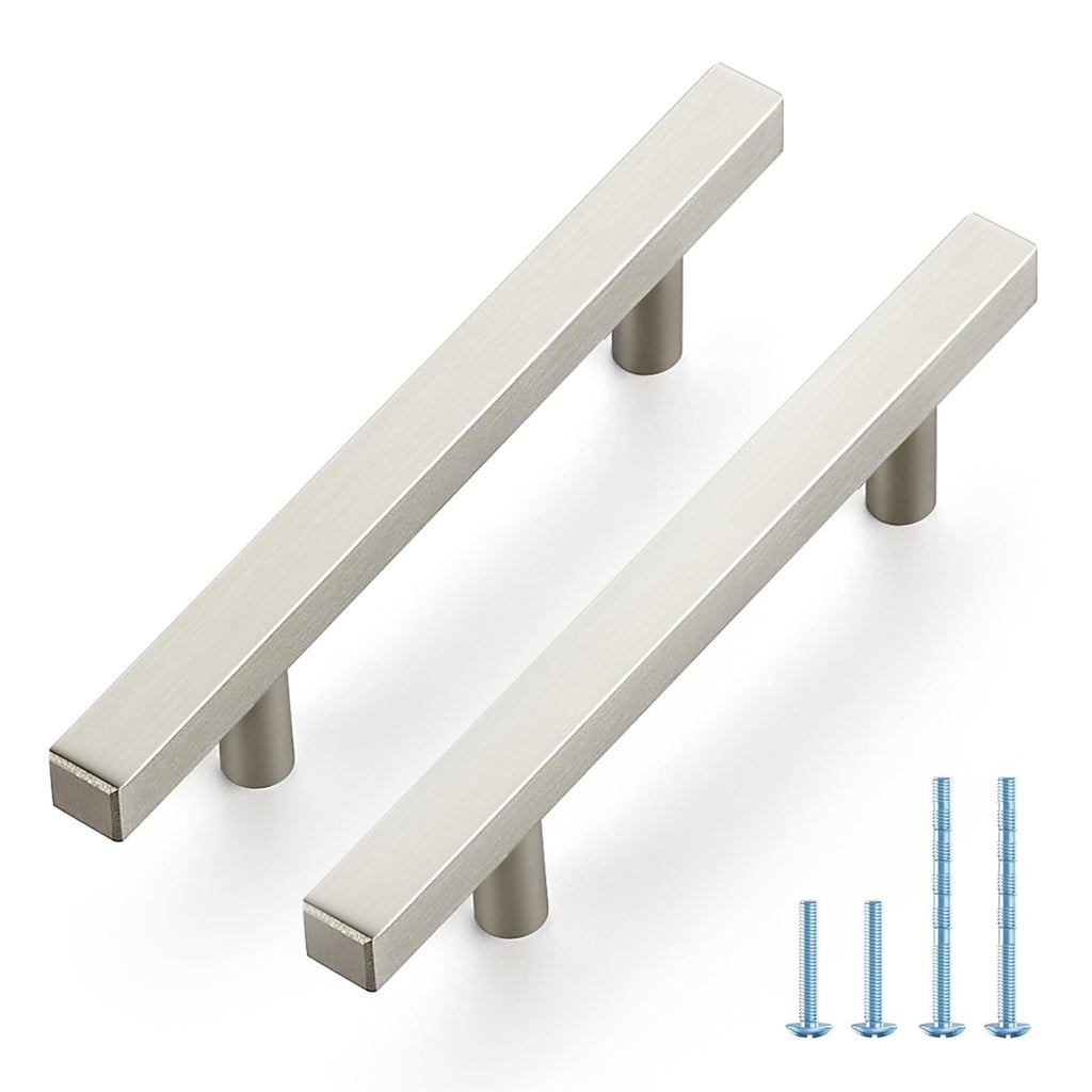 Brushed Nickel Pulls Cabinet Square Handles 3-1/2 Inch 10 Pack