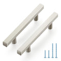 Brushed Nickel Pulls Cabinet Square Handles 3-1/2 Inch 10 Pack