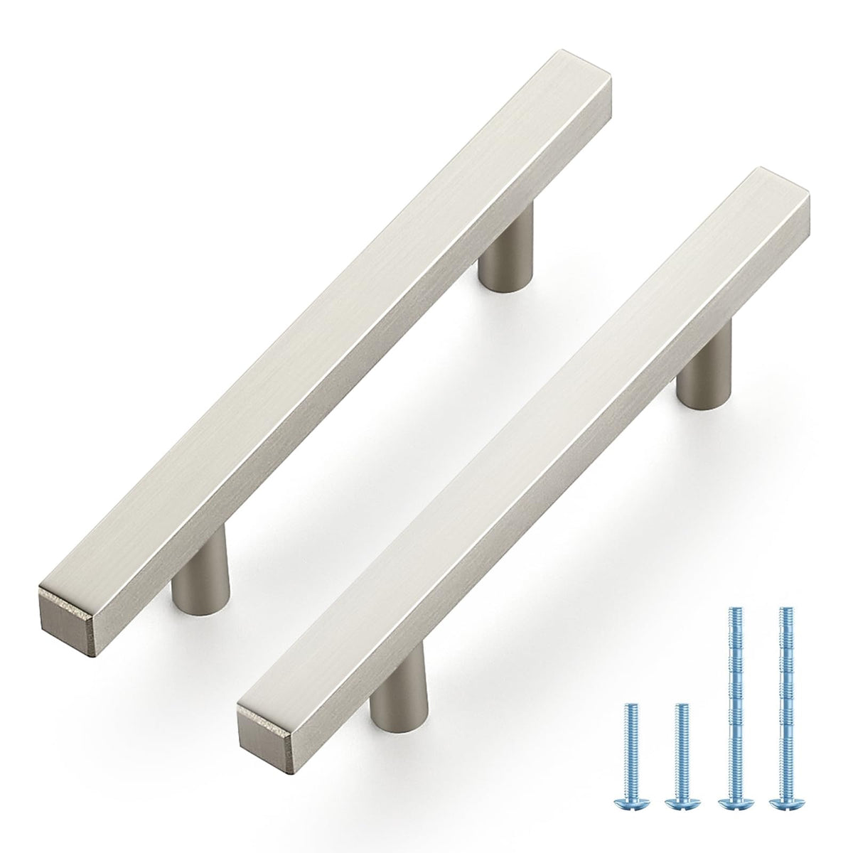 Brushed Nickel Pulls Cabinet Square Handles 3-1/2 Inch 10 Pack