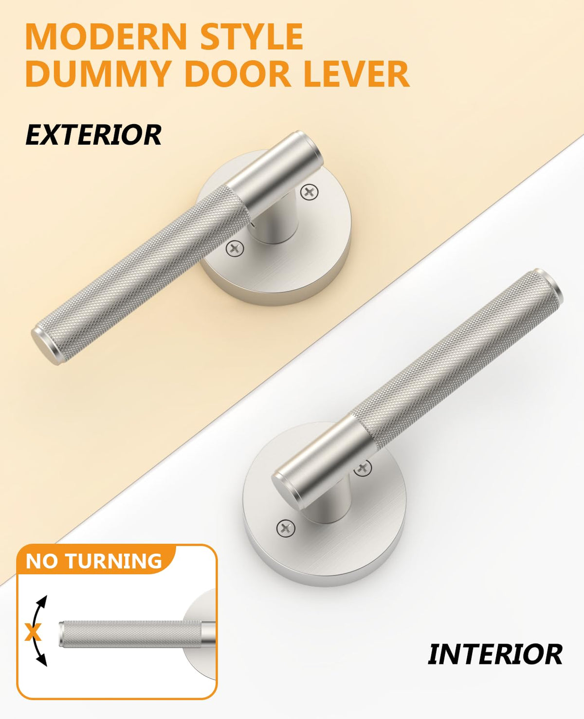 8 Pack Brushed Satin Nickel Dummy Interior Door Handles