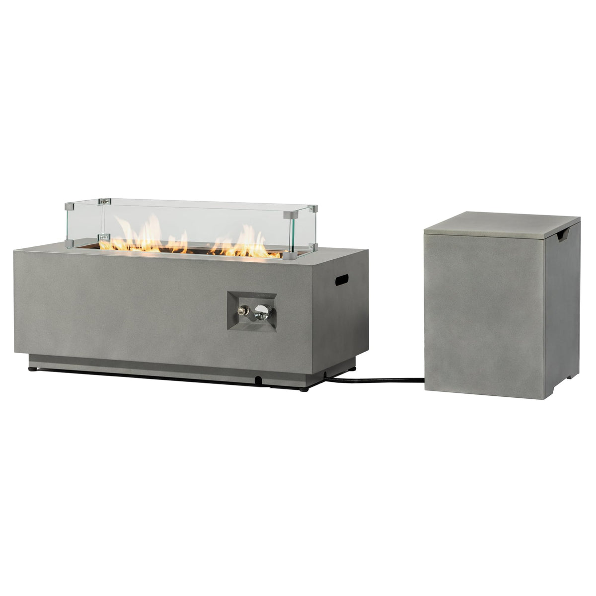42" Outdoor Propane Fire Pit Table - 50, 000 BTU Rectangular Gas Firepit Table, Grey Commercial-Grade Fireplace with