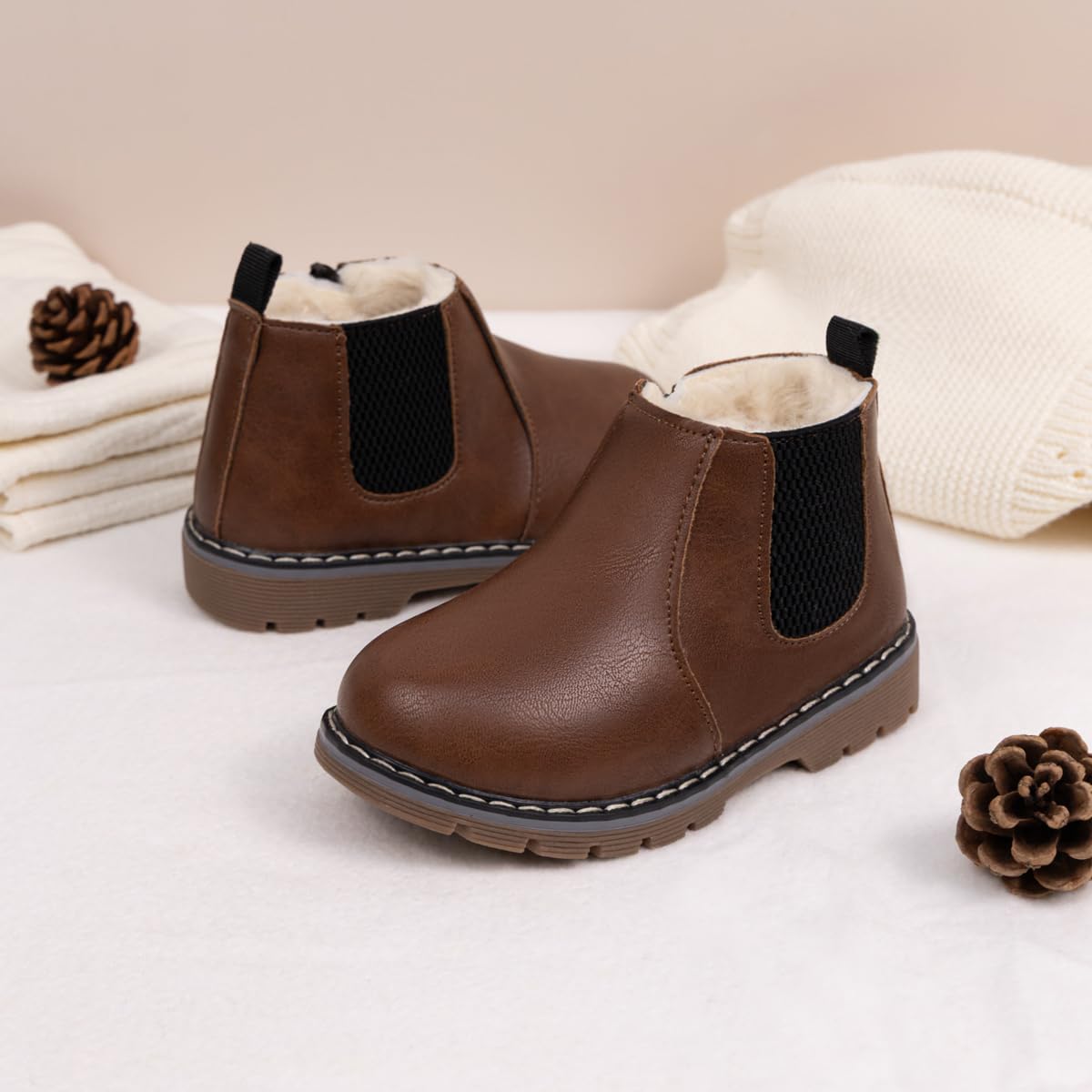 Toddler Girls Boys Combat Ankle Boots Little Kid Waterproof Outdoor Chelsea Fall Booties Leather Comfort Shoes
