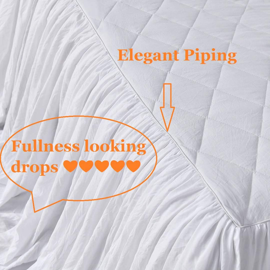 Ruffle Skirt Bedspread French Country Bedspread White 3 Piece Set