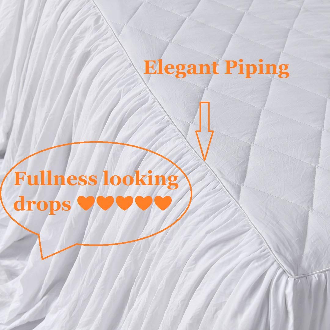 Ruffle Skirt Bedspread French Country Bedspread White 3 Piece Set