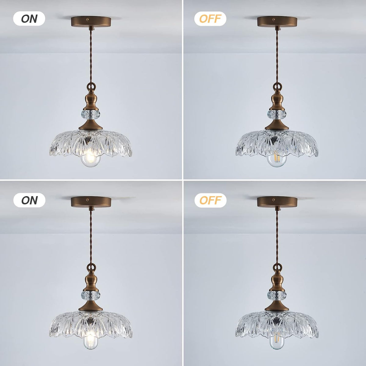 Vintage Glass Pendant Light Fixture Brass Modern Adjustable Chandelier Farmhouse Hanging Light for Hallway Porch