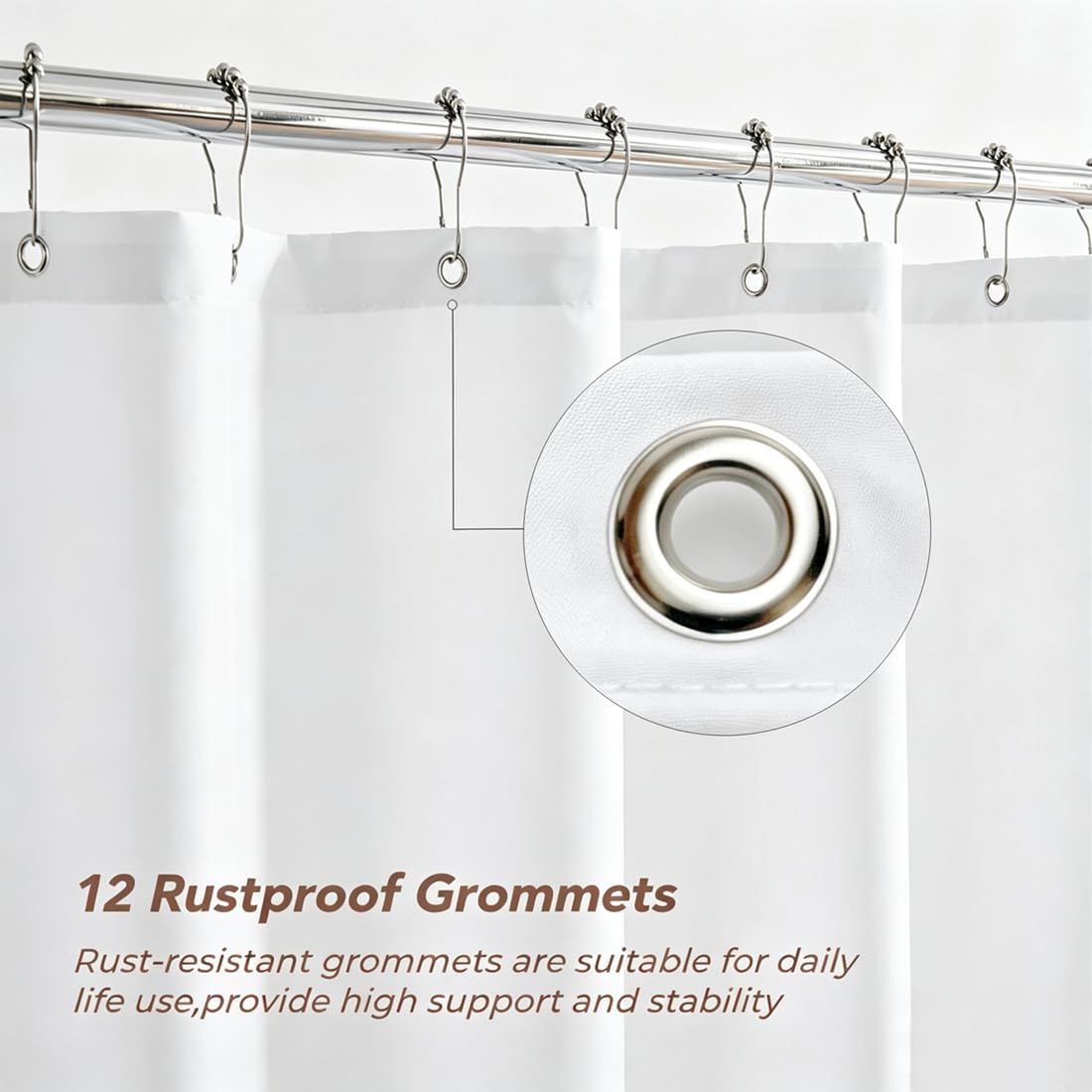 Extra Long Fabric Shower Curtain Liner with 6 Magnets, 72W x 86L, Waterproof & Hotel Quality Shower Liner, Soft Cloth