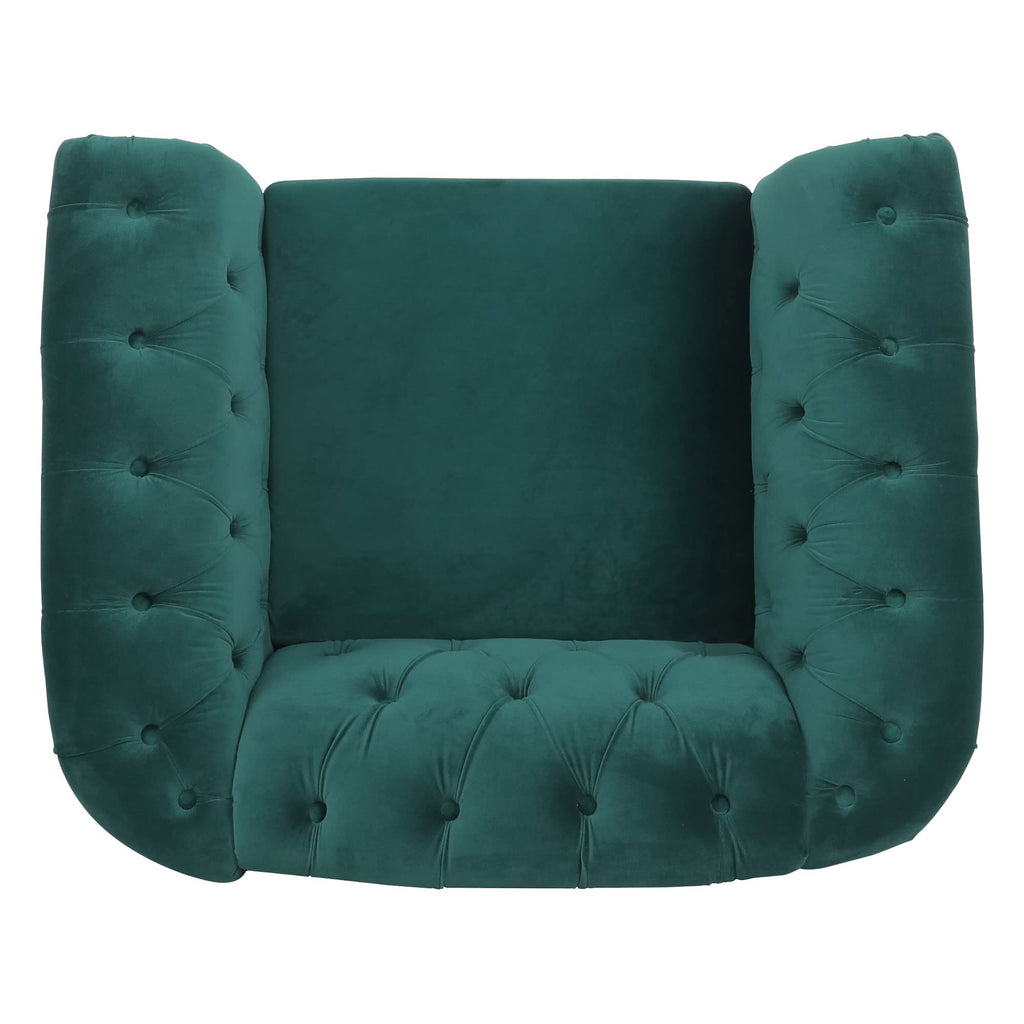 Velvet Chesterfield Chair, Mid-Century Modern Single Sofa Chair with Button Tufted Backrest and Nailhead Decor