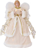 Angel Christmas Tree Topper, 13.7 Inch Angel Tree Topper with Lights, Christmas Tree Topper with White Feather Wings