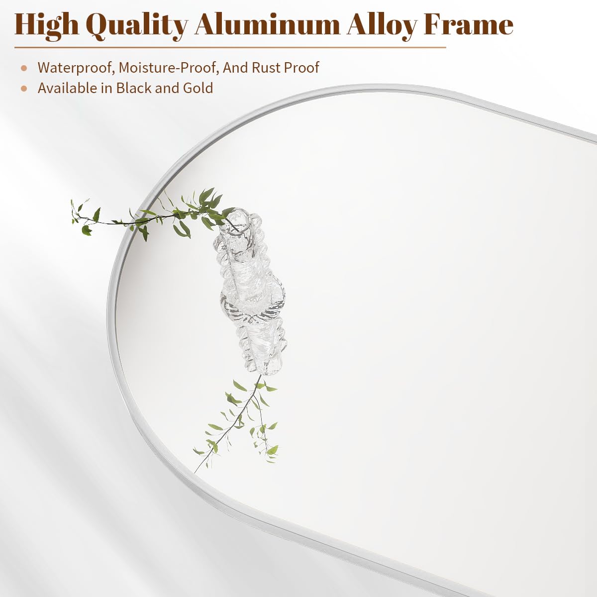 20"x30" Arch Bathroom Wall Mirror, Silver