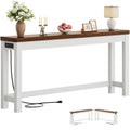63" Console Table with 2 AC Outlets & 3 USB Ports, Rustic Oak