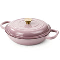 Vintage Style 3 Quart Enameled Cast Iron Braiser, Non Stick Enameled Cast Iron Skillet with Lid, Dutch Oven Skillet