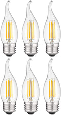 LED Filament CA11 Flame Tip Chandelier Light Bulb, 4 Watts (40W Equivalent), Medium E26 Base, Clear Glass, Dimmable