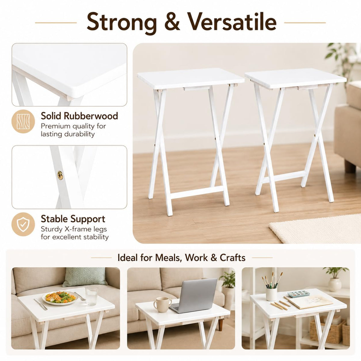 TV Tray Table Set of 2, Portable Laptop Stand for Indoor/Outdoor