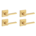 Casey Interior Square Privacy Door Handle with Lock, Door Lever , Satin Brass, Reversible Keyless Push Button Lock