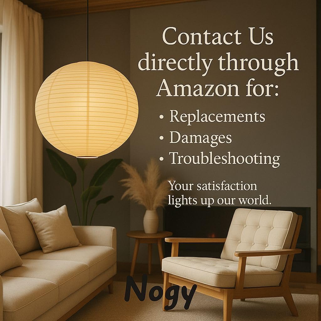 Inspired Noguchi Style Rice Paper Lantern Lamp • Paper Lantern with Light - Ambient Lighting with Rice Paper Lamp Shade, Perfect Decor, Easy