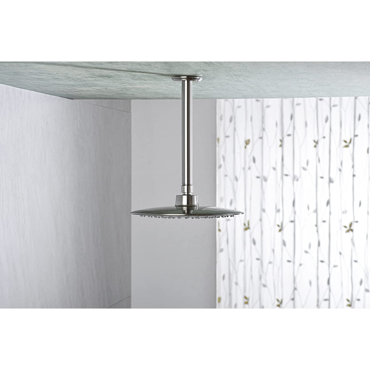 8 Inch Shower Arm and Flange Brushed Nickel, Ceiling Mounted Shower Arm for Rain Shower Head