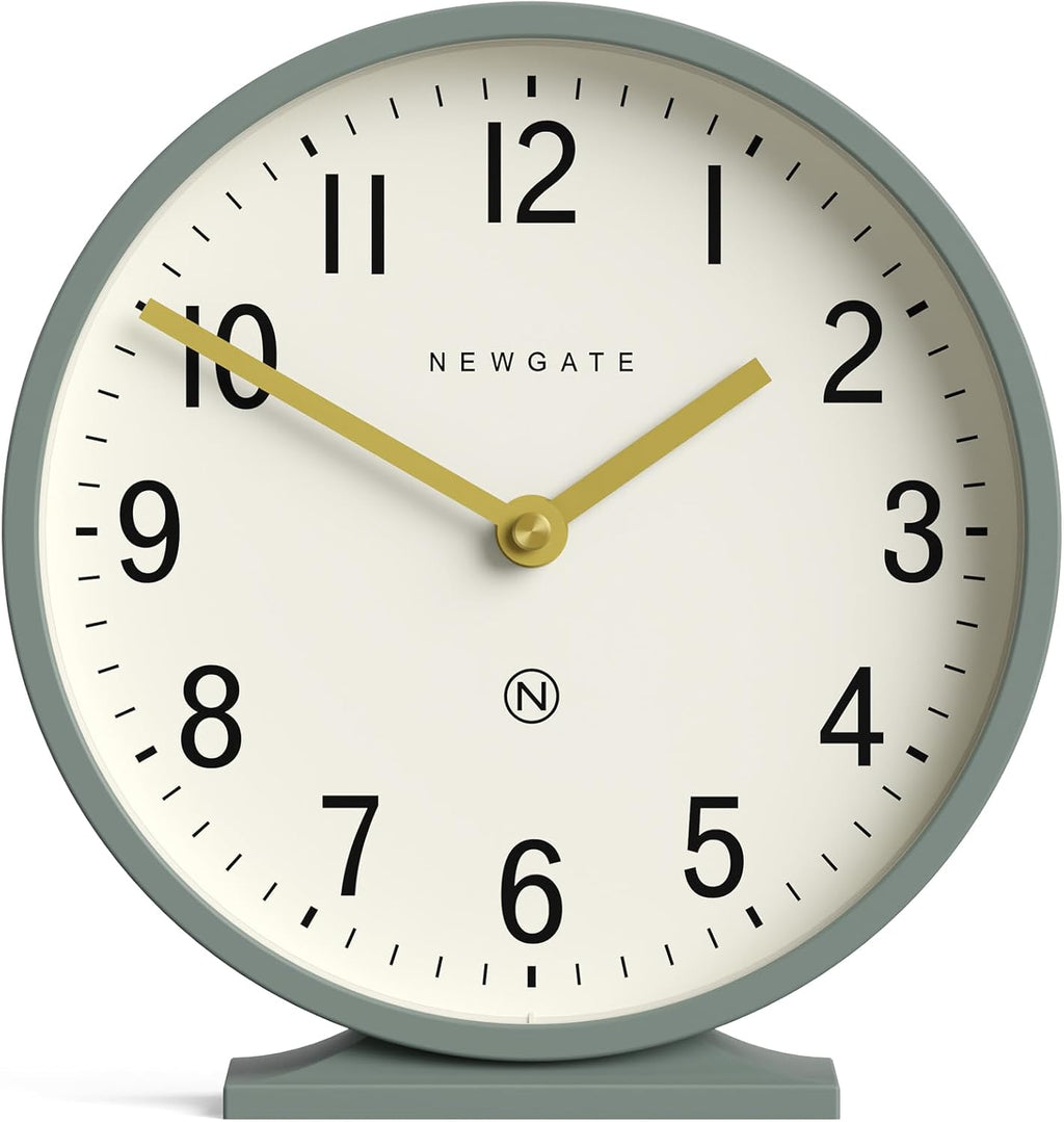 Q Mantel Clock | Modern Classic Round Mantel Clock | Asparagus Green | Contemporary Style for Mantel, Desk