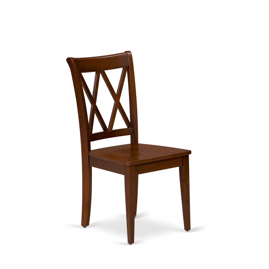 West Furniture CLC-ESP-W Clarksville Dining Room Chairs - Double Cross Back Wood Seat Chairs, Set of 2, Espresso