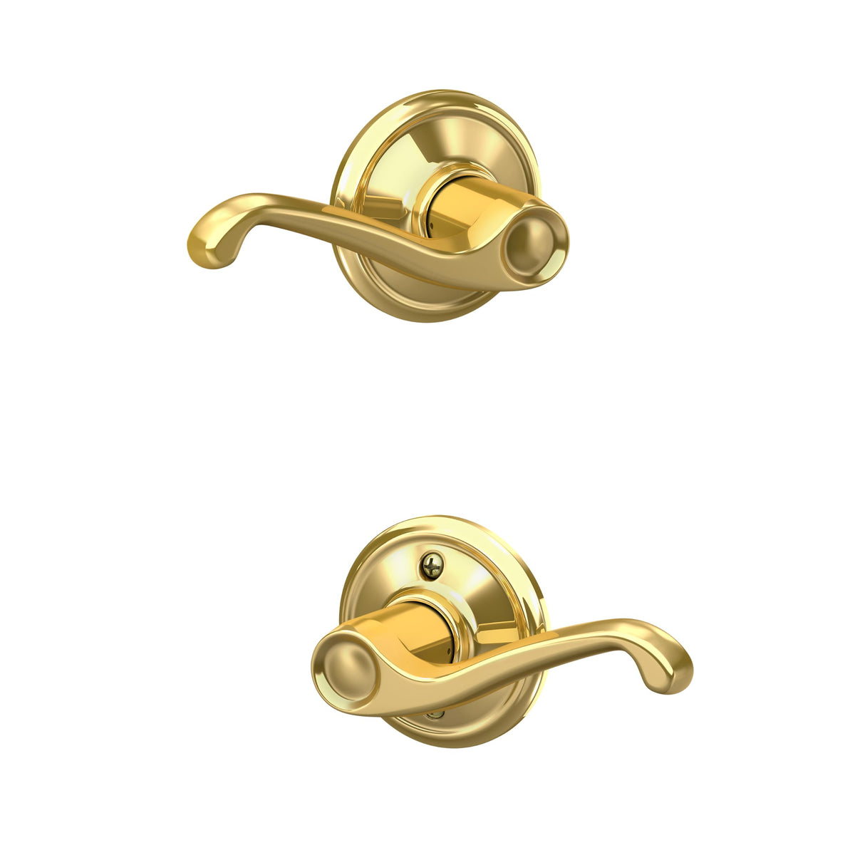 Flair Hall/Closet Passage Door Handle, Reversible, Bright Brass