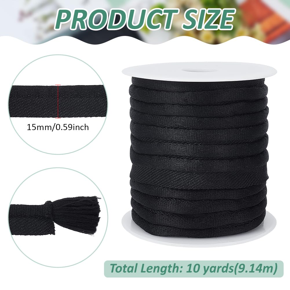 Black Piping Cord Trim, 5/8 inch Polyester Bias Tape Piping, Upholstery Piping Trim for Sewing Lip Cord Trim - 10 Yard