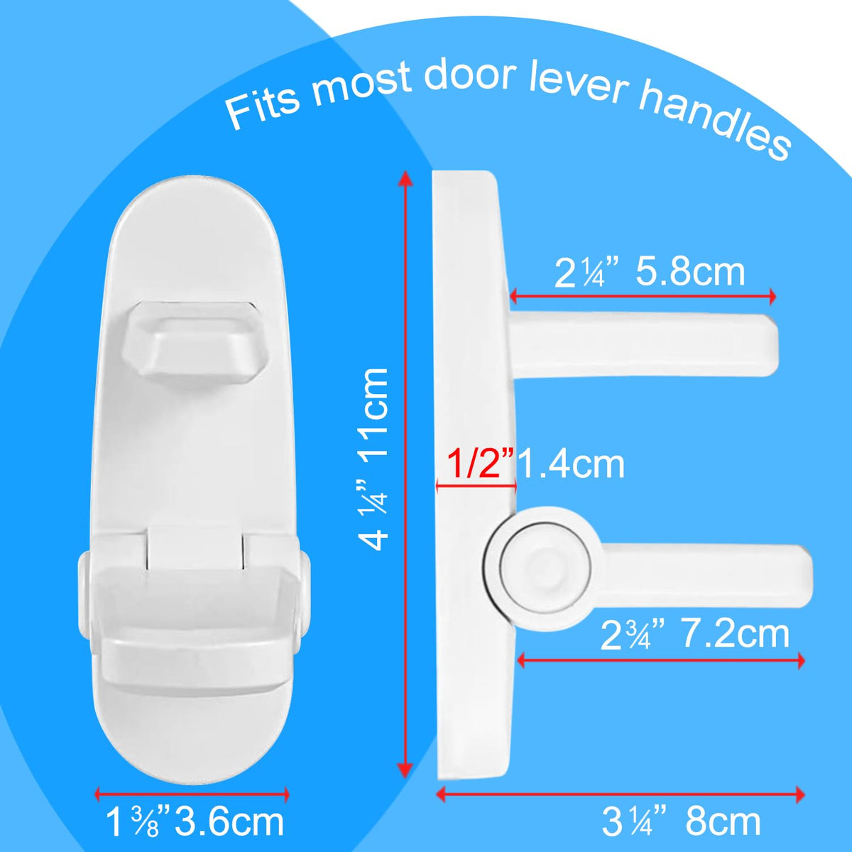 Childproof Door Lever Lock Baby safety locks for doors (2 Pack) Improved door safety for kids, 3M Adhesive No