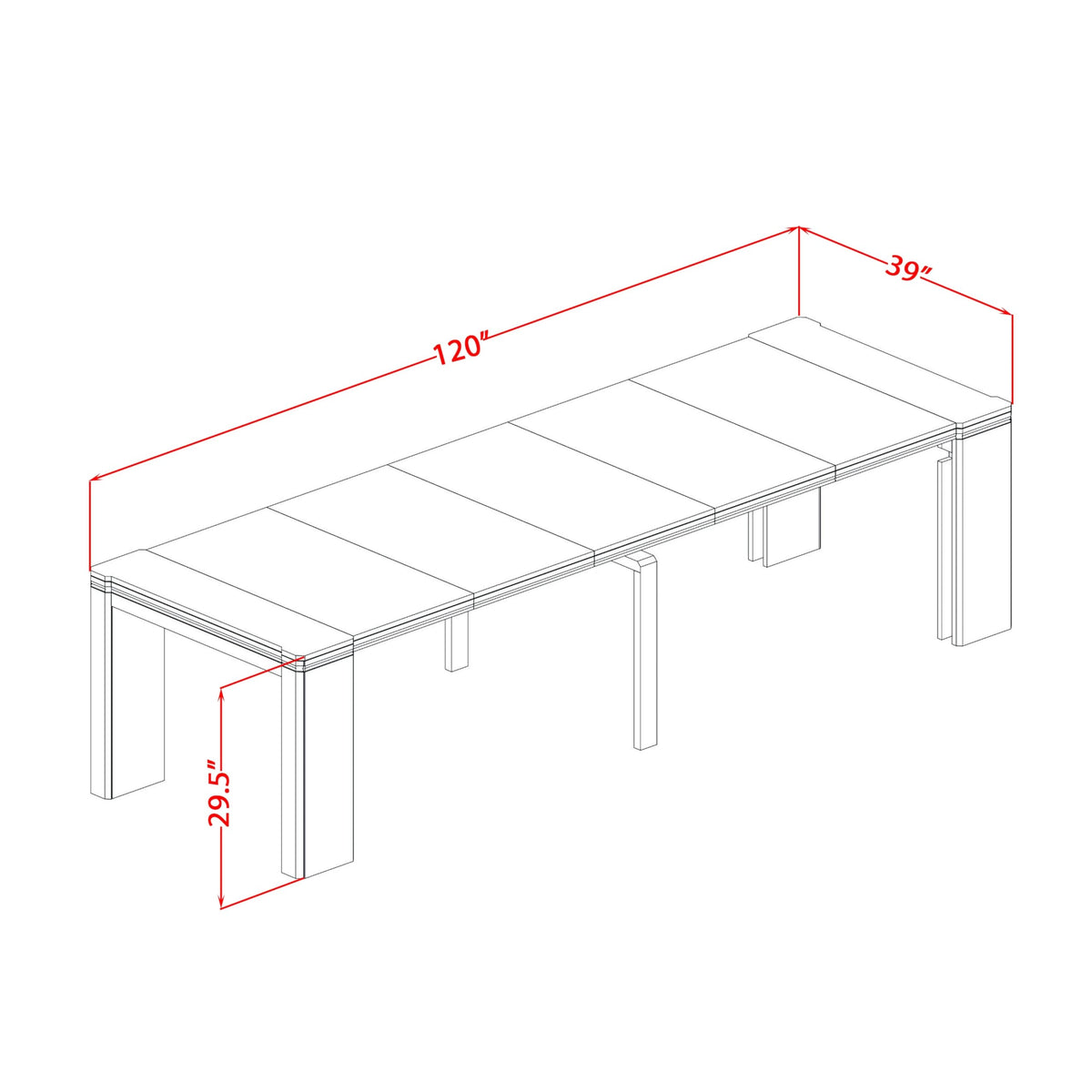 By XTT-ABK-TL Extendable Dining Table - a Rectangle Dining Table Top with Removable leaf & Stylish Legs, 39x120 Inch