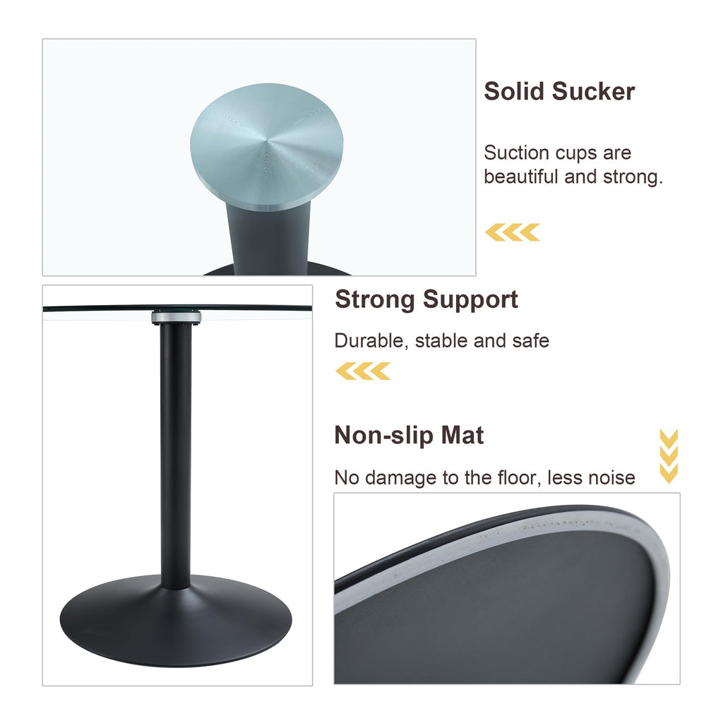 Inspired Saarinen Style 40 Inch Round Tempered Glass Dining Table for 2-4 Person, Modern Tulip Kitchen Table with Black Metal Base, Pedestal