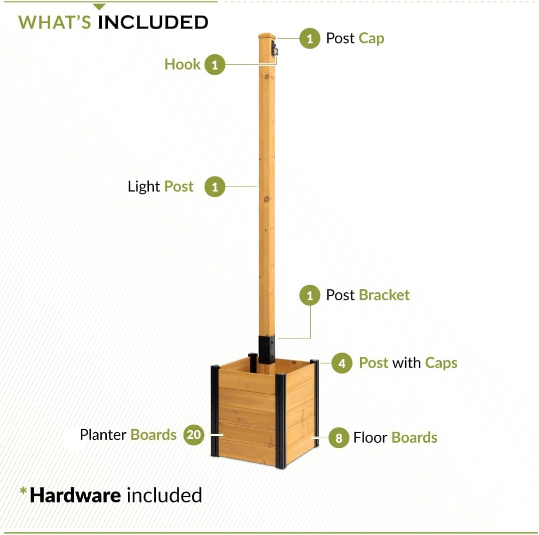 8.5ft H (1 Post w/Planter Box) Freestanding Zippity Concord String Light Post for Outdoor Hanging Lights, Outdoor