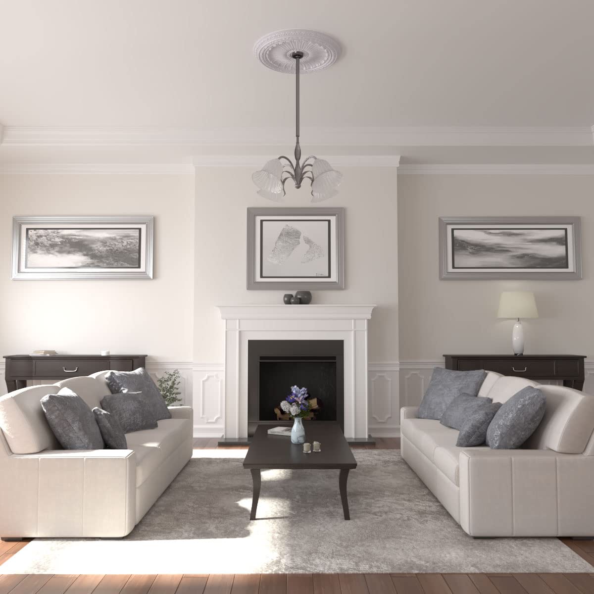Viceroy Ceiling Medallion, Ultra Pure White, 35 1/8"OD x 4 7/8"ID x 2 1/2"P