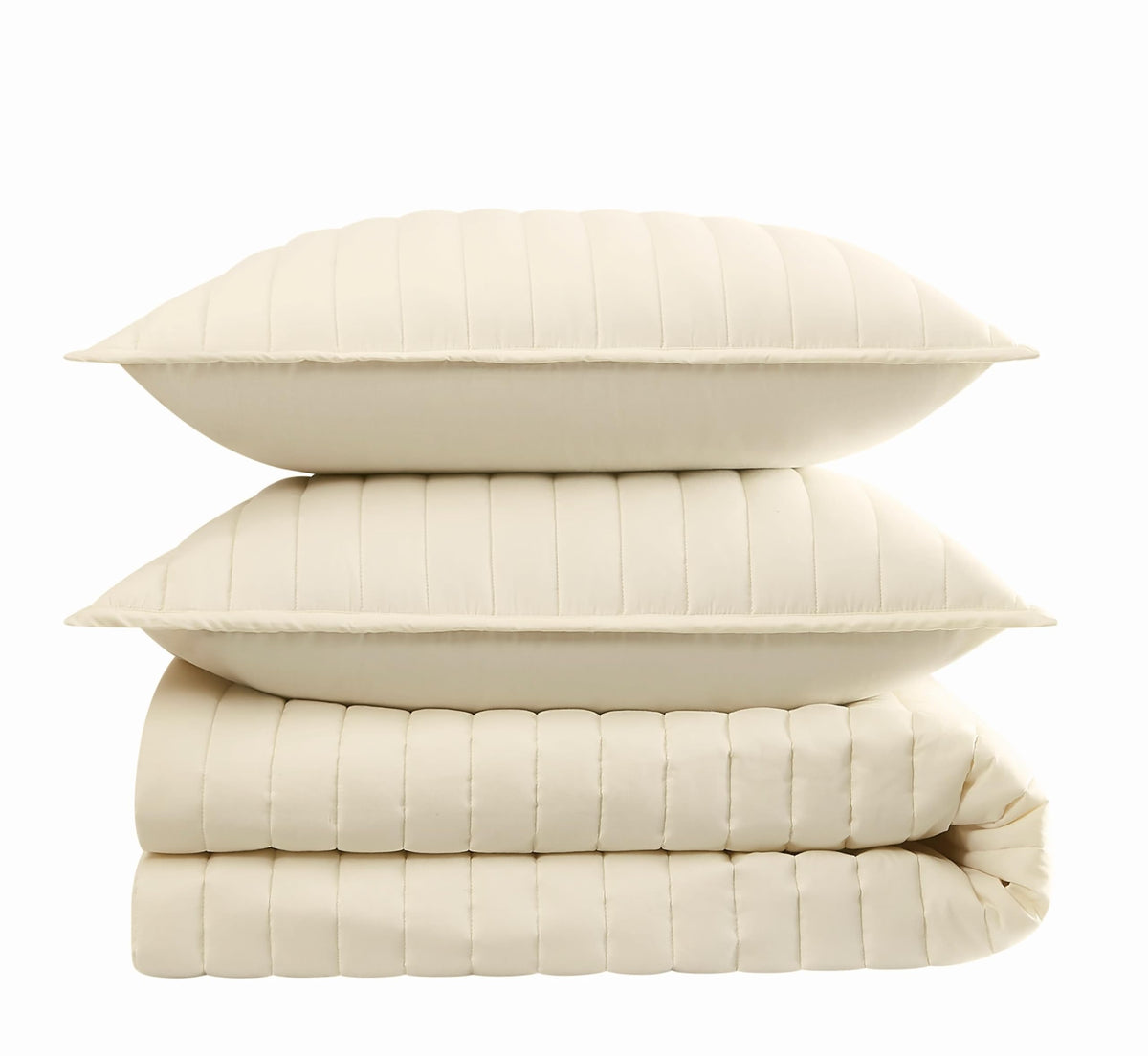 Solid Cotton Percale Chalk 3 Piece Quilt Set