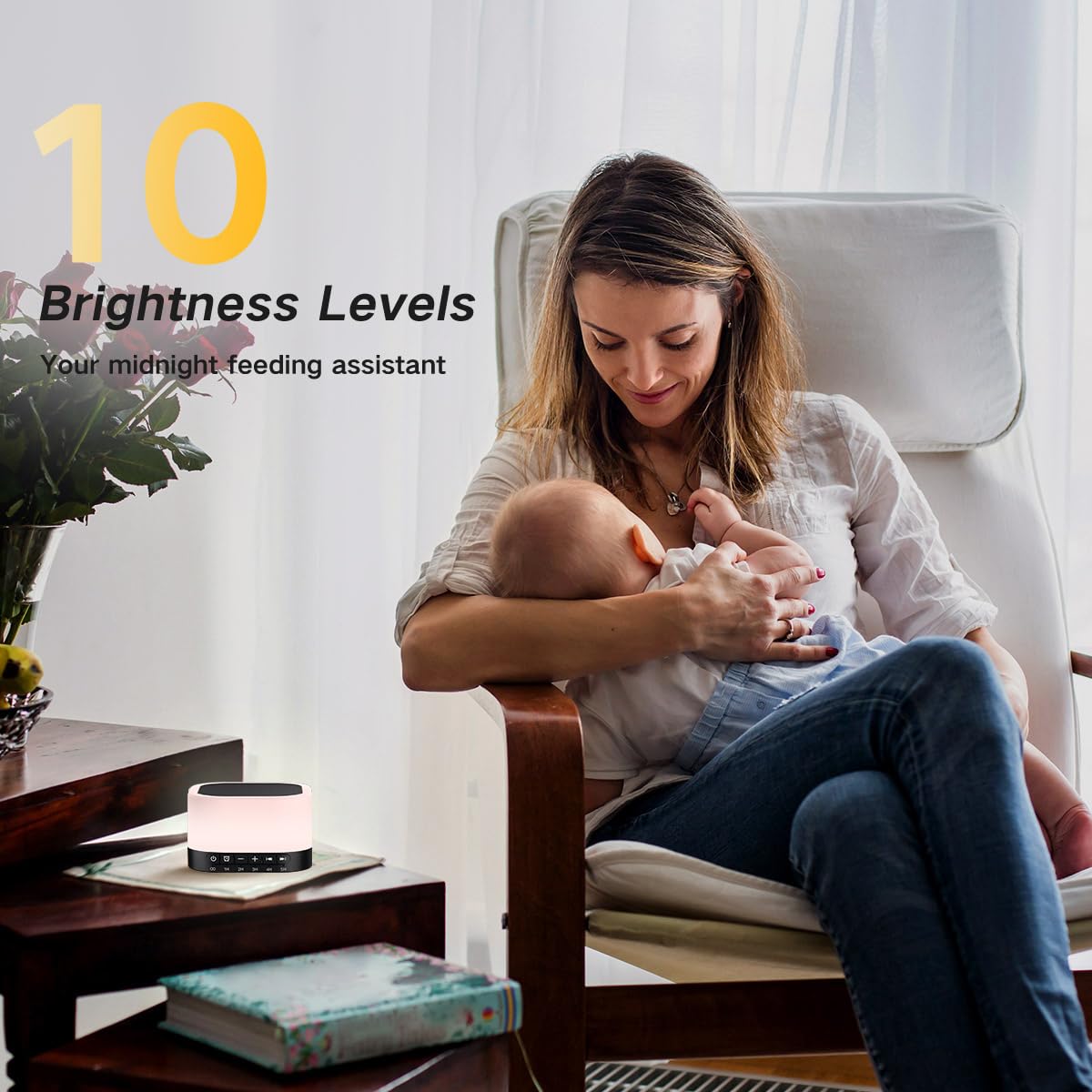 Sound Machine White Noise Machine with 25 Sounds, 12 Colors Light with 10 Adjustable Levels 32 Adjustable Volumes 5 Timers