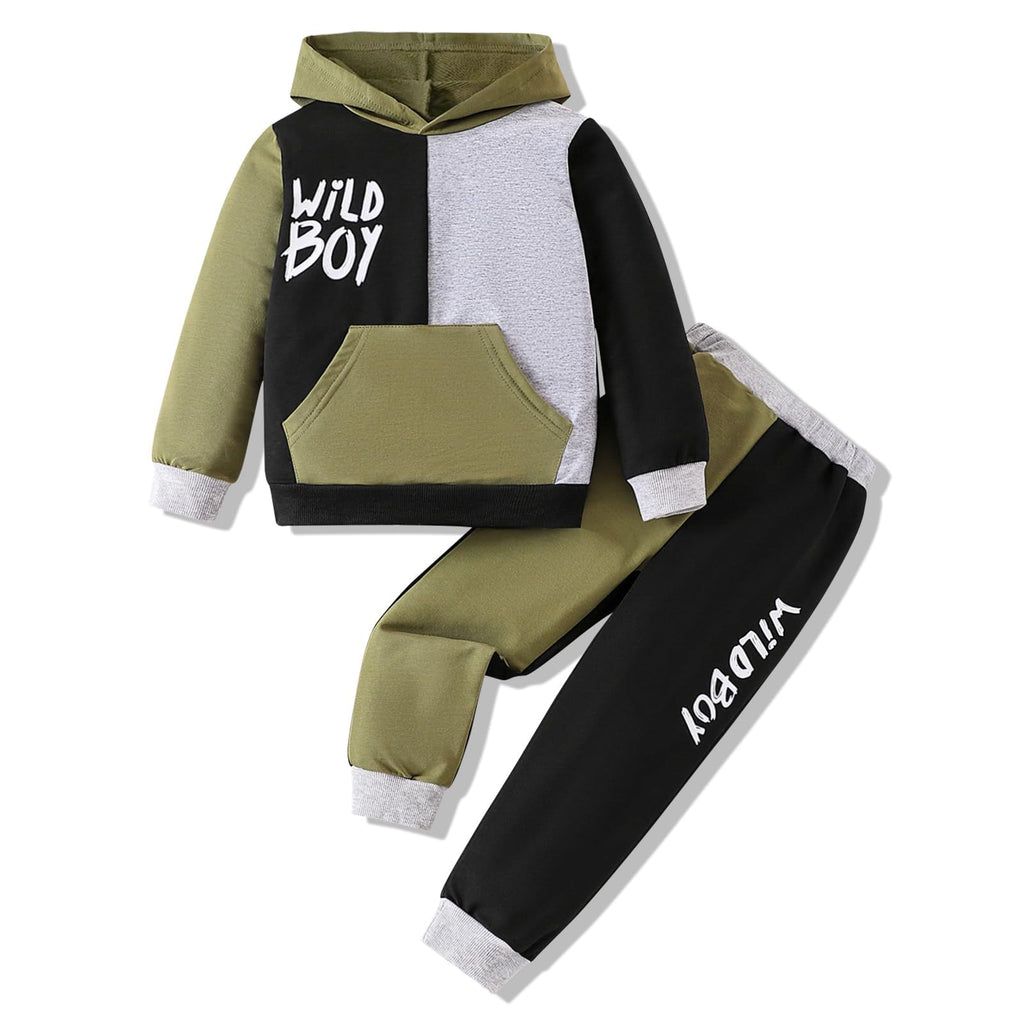 Toddler Baby Boy Clothes Fall Hoodies Color Block Sweatshirt Pants 2pcs 5 T Winter Outfits Set