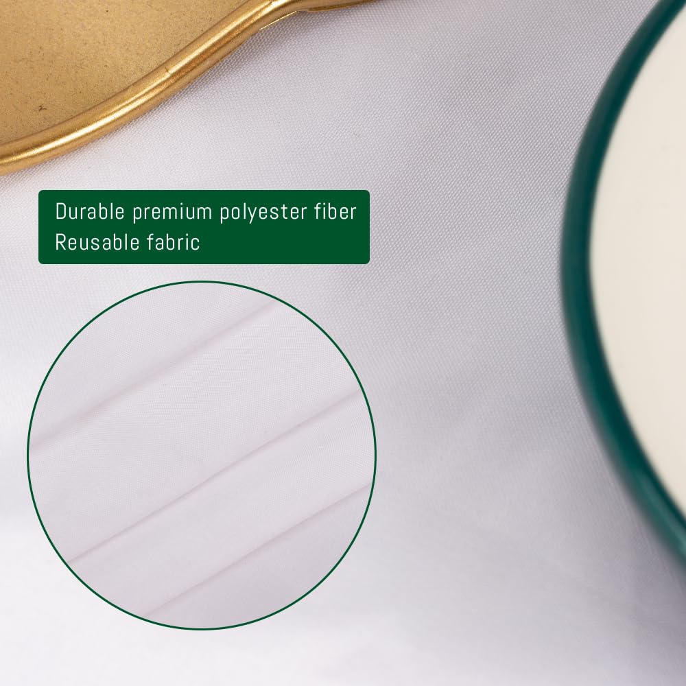 10 Pack Round Tablecloth White 120 Inch, Stain Resistant and Wrinkle Polyester Fabric, Washable Table Cover Dining