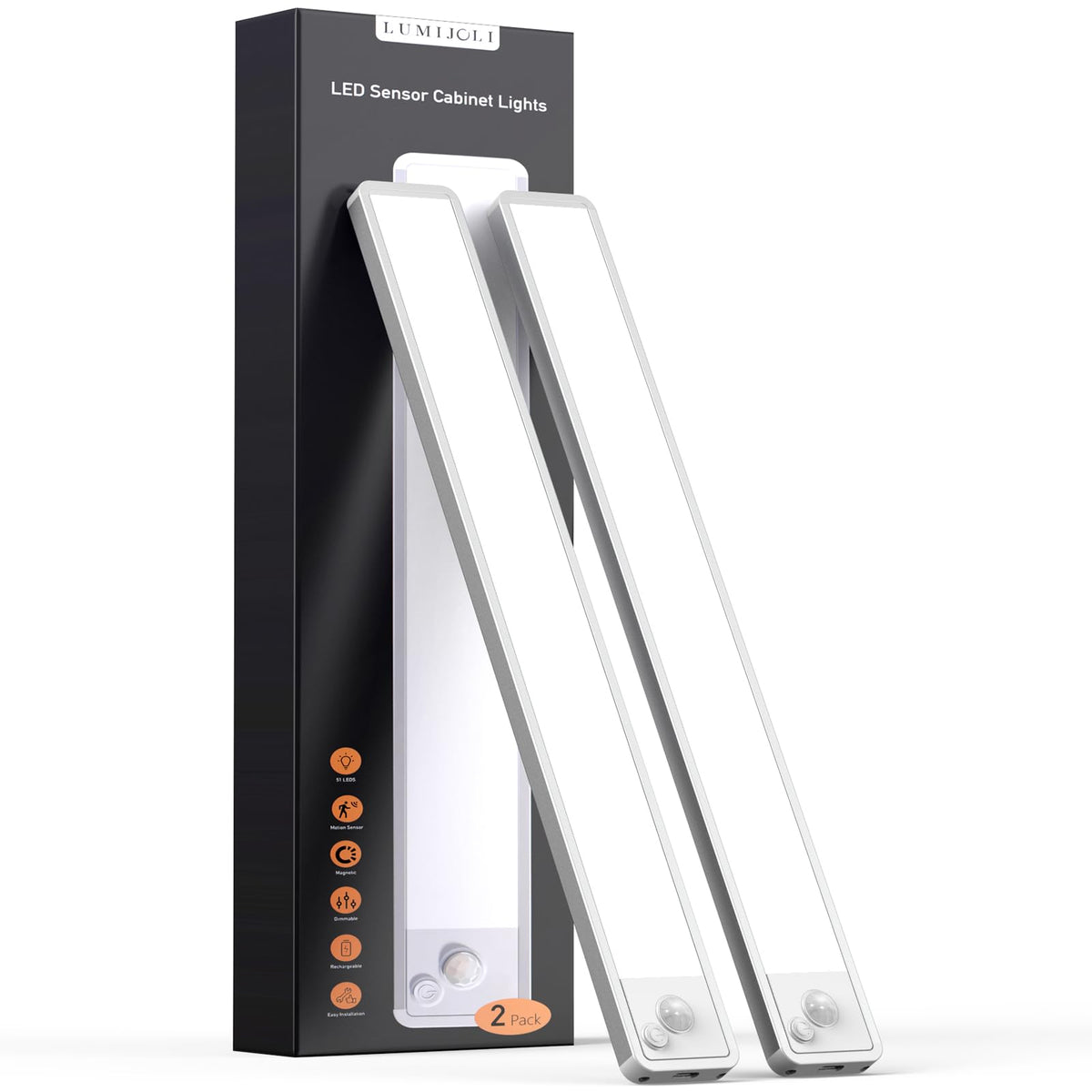 Under Cabinet Lighting Wireless LED Motion Sensor Magnetic Light 14Inch 2500maAh Rechargeable Indoor Closet Lights