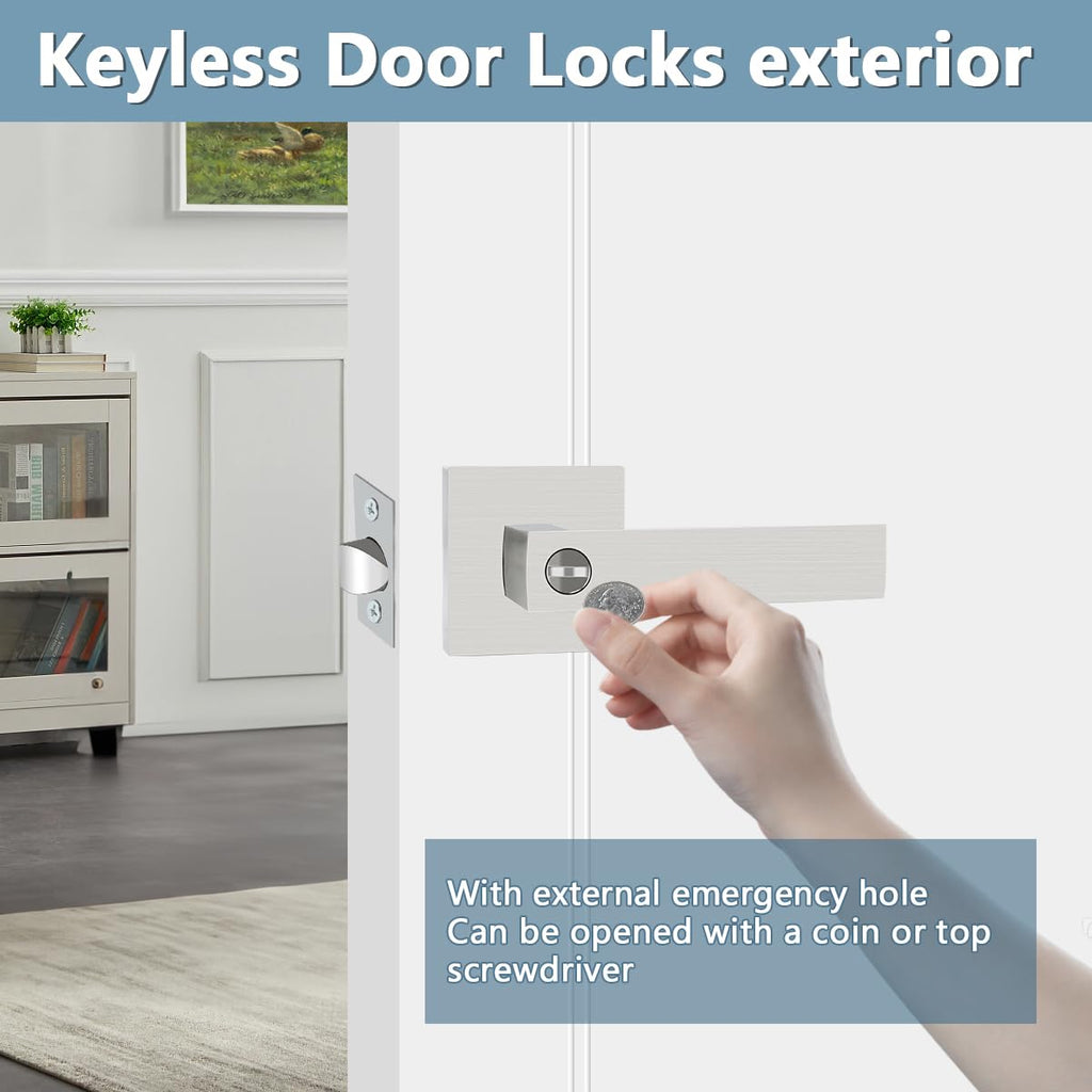 5 Pack Satin Nickel Privacy Interior Door Levers