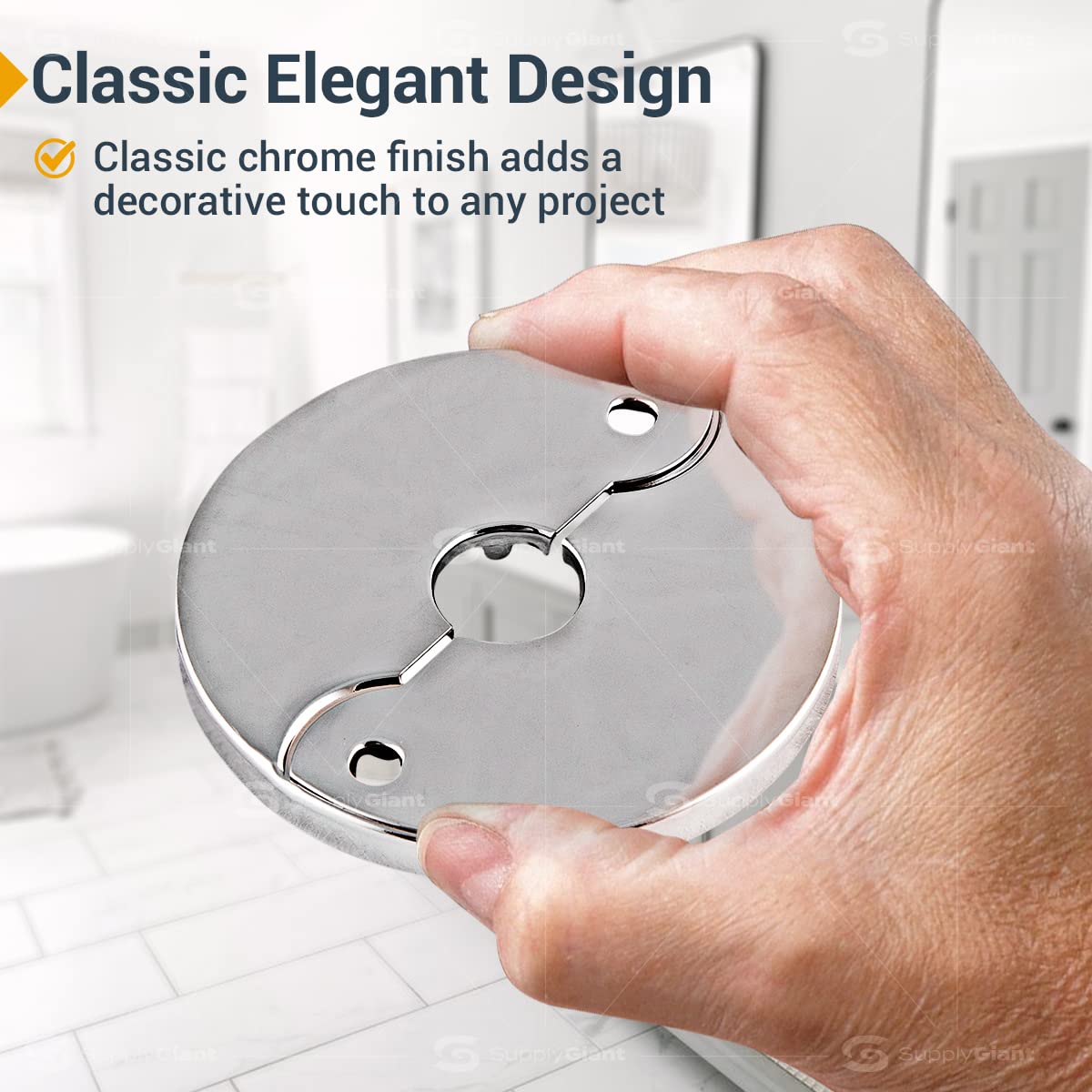 1/2 in. IPS Floor and Ceiling Split Flange Escutcheon for Steel Pipes, Chrome Plated (Pack of 12)