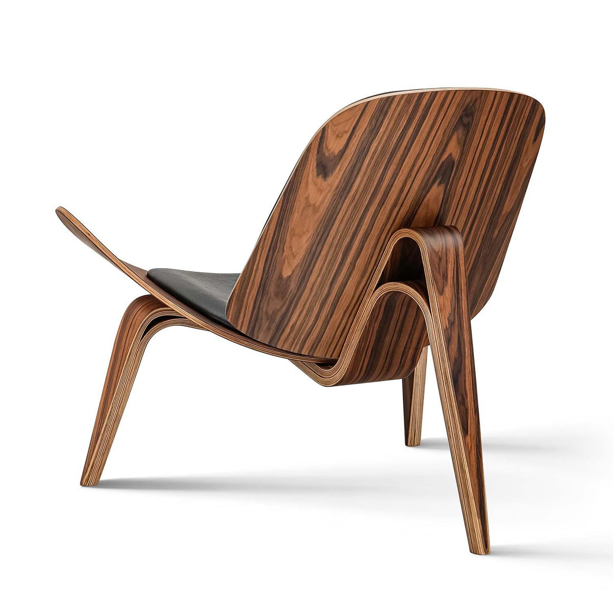 Inspired Eames Style Mid Century Modern Shell Lounge Chair, PU Leather, Tripod Plywood Solid Wood Accent Chairs, Reading