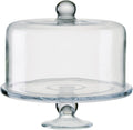 Simplicity Cake Stand with Straight Sided Dome - Flawless Glass, Tall Cake Friendly, Secure Design, Elegant - Set of 2