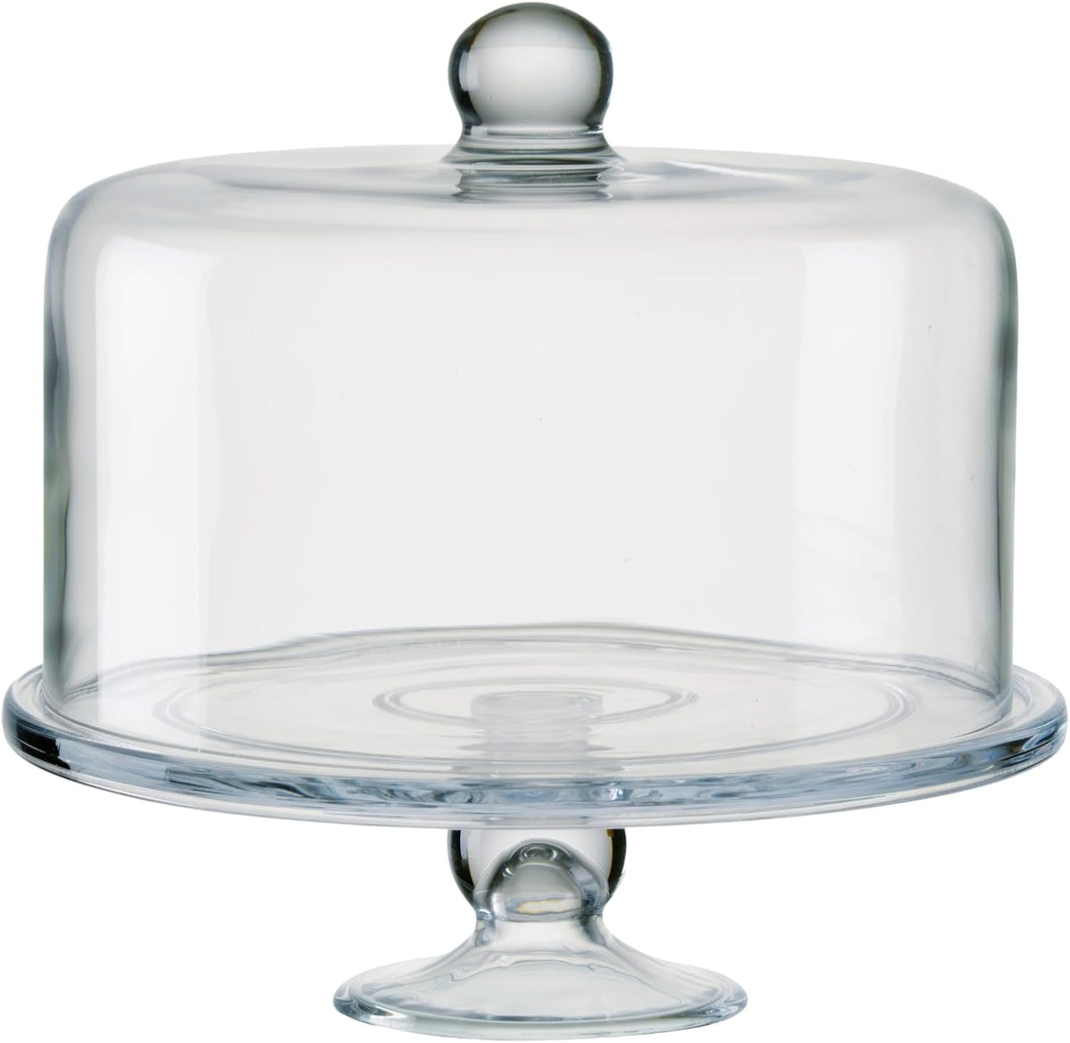 Simplicity Cake Stand with Straight Sided Dome - Flawless Glass, Tall Cake Friendly, Secure Design, Elegant - Set of 2